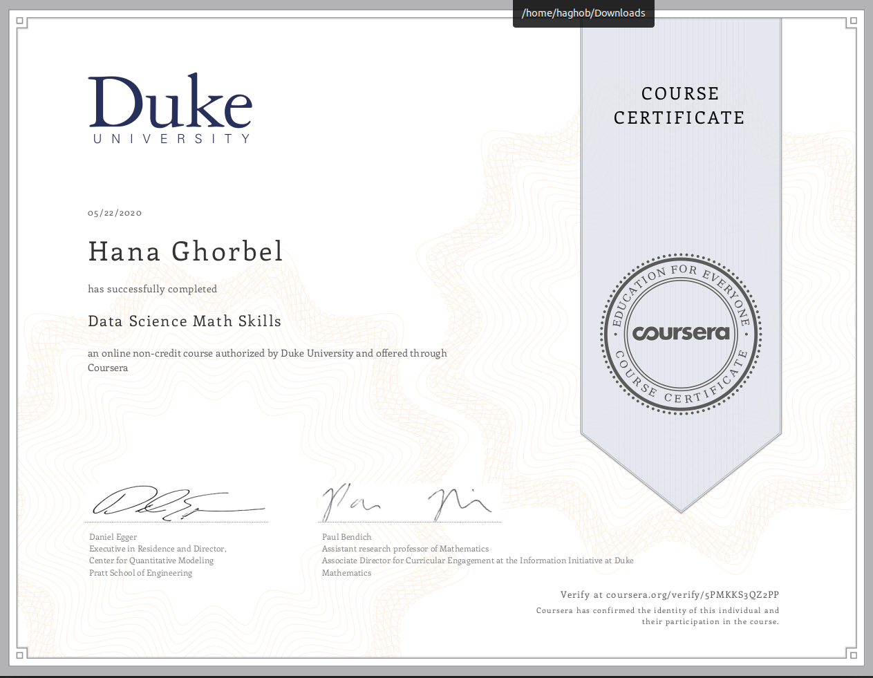 Compétences mathématiques en Data Science - Coursera